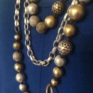 Multi Layered gold necklace elegant three strand necklace with gold tone…